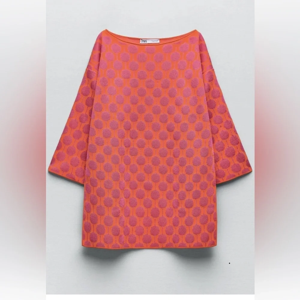 Zara Jacquard Circle Multi Colored Knit Sweater - Picture 3 of 3